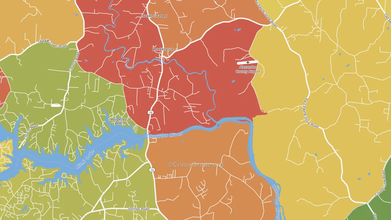 Millersville, NC Map of Arson Rates