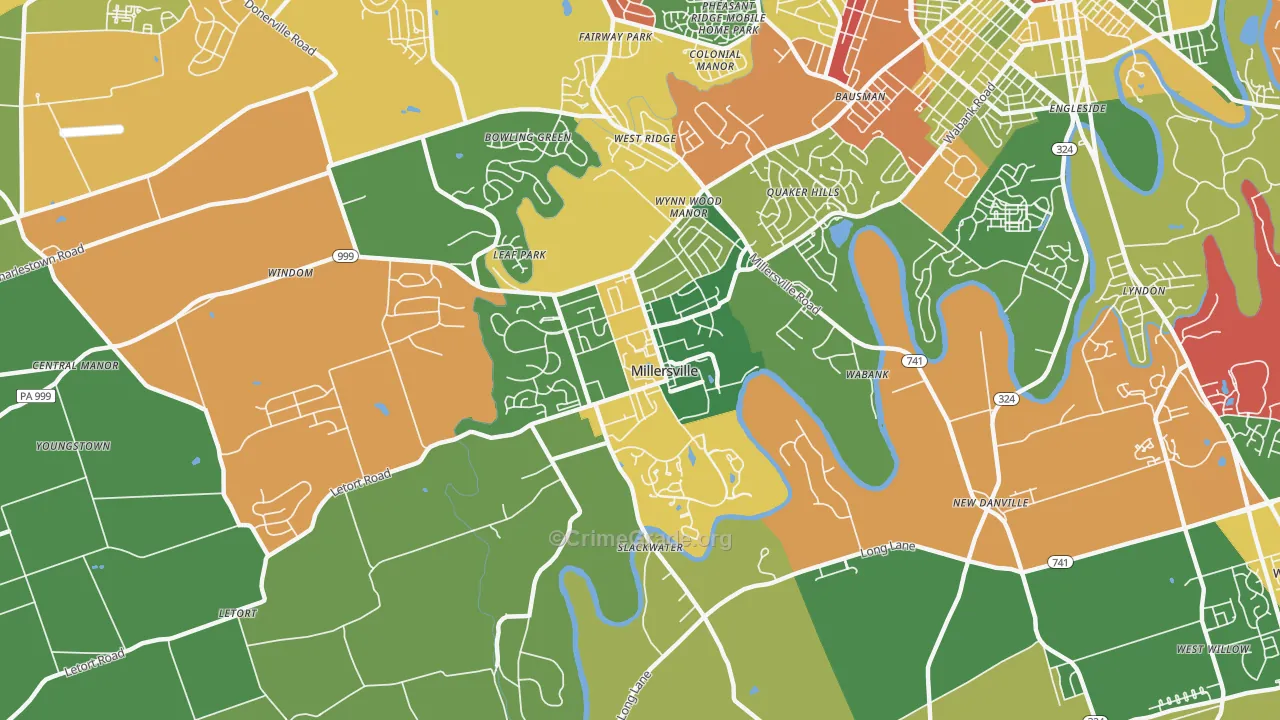 Millersville, PA Map of Arson Rates
