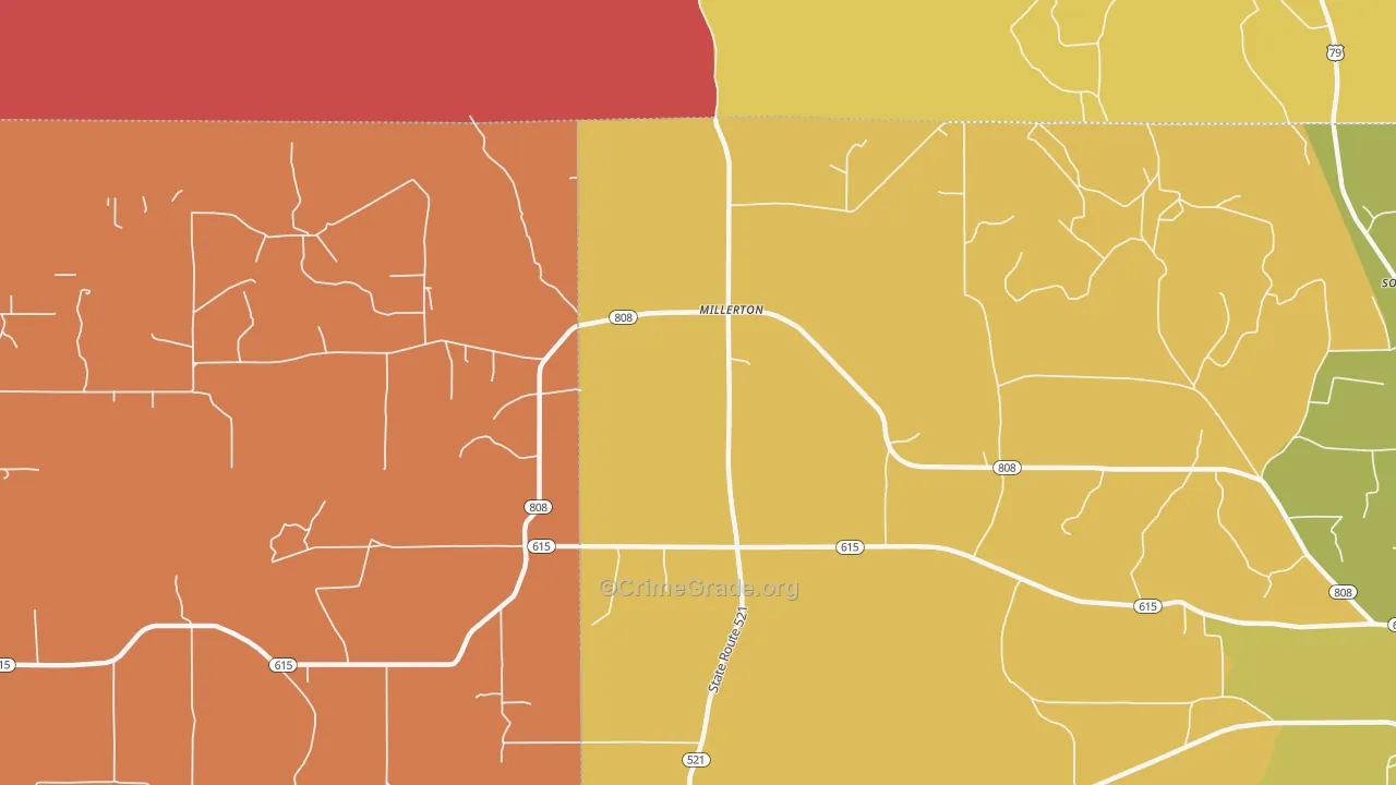 Millerton, LA Map of Arson Rates