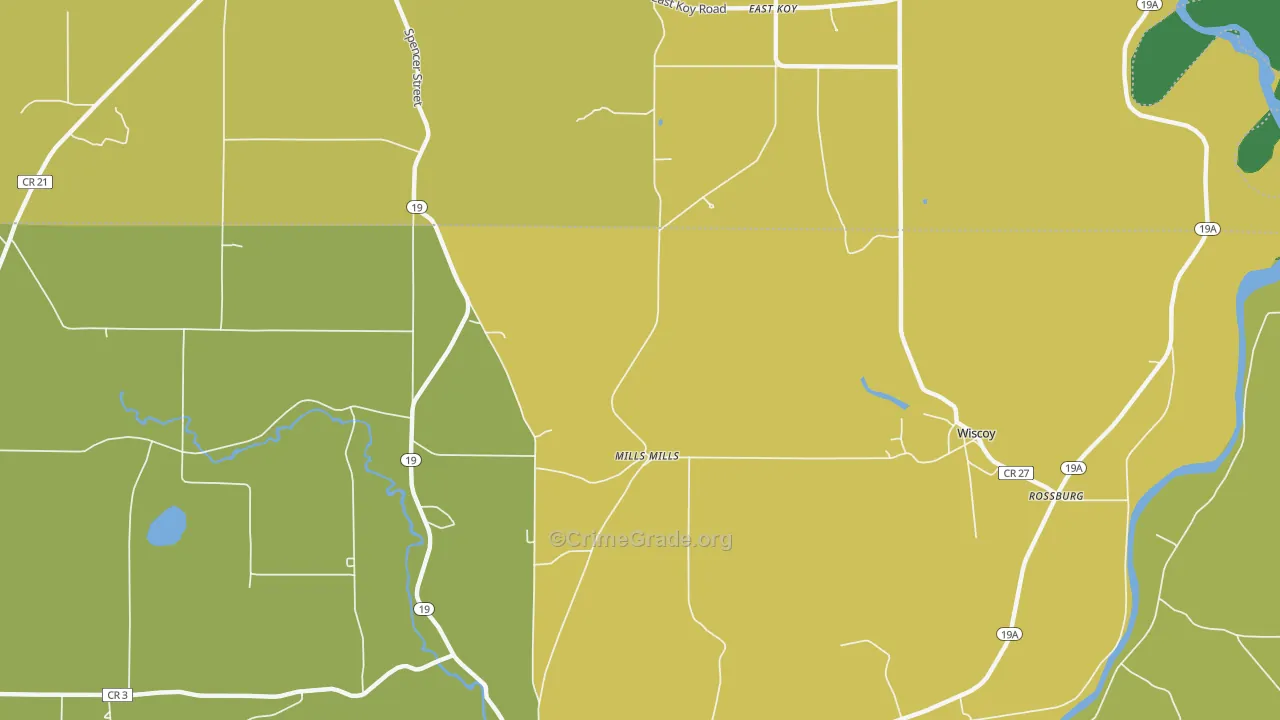 Mills Mills, NY Map of Arson Rates