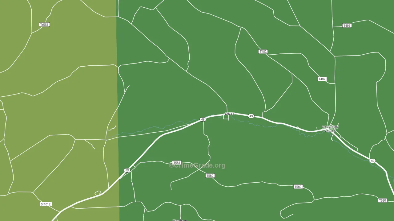 Mills, PA Map of Arson Rates