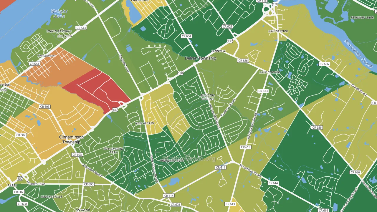 Millside Heights, Riverside, NJ Map of Arson Rates
