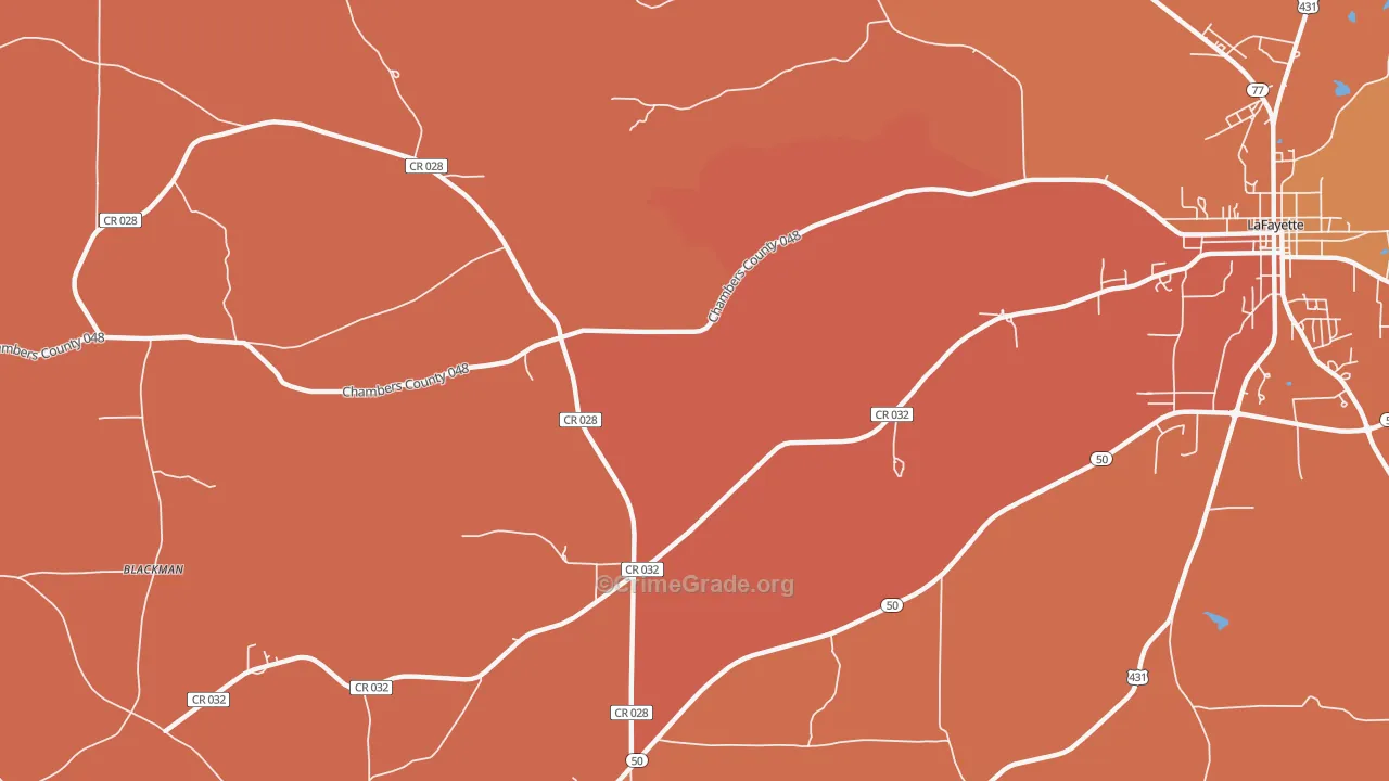 Milltown, AL Map of Arson Rates