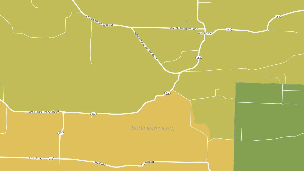 Milltown, AR Map of Arson Rates