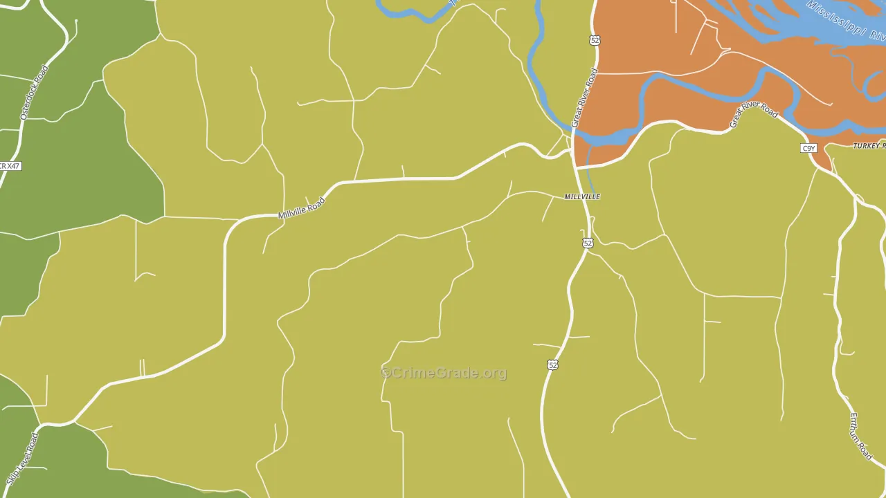 Millville, IA Map of Arson Rates
