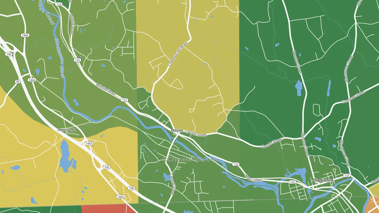 Millville, MA Map of Arson Rates