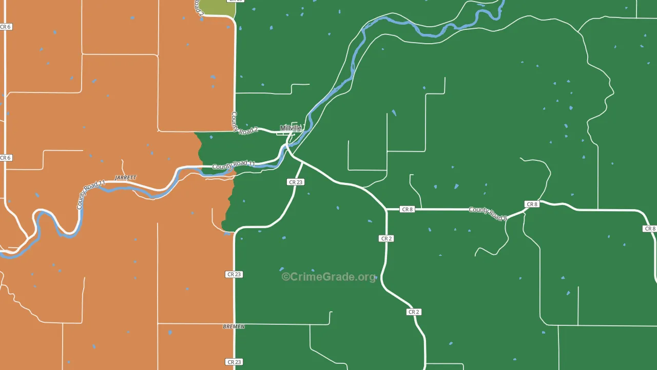 Millville, MN Map of Arson Rates
