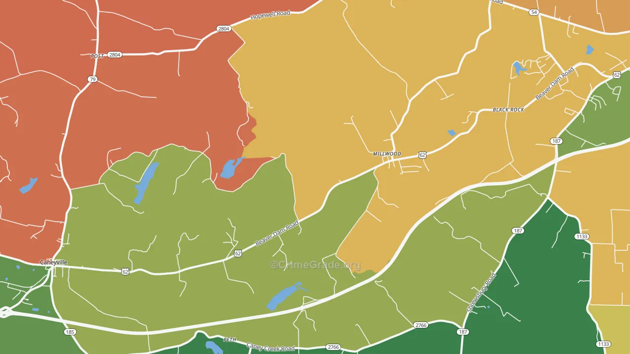 Millwood, KY Map of Arson Rates