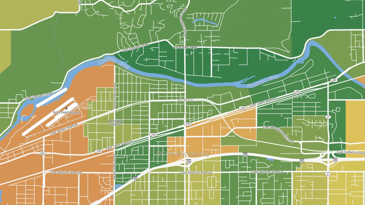 Millwood, WA Map of Arson Rates