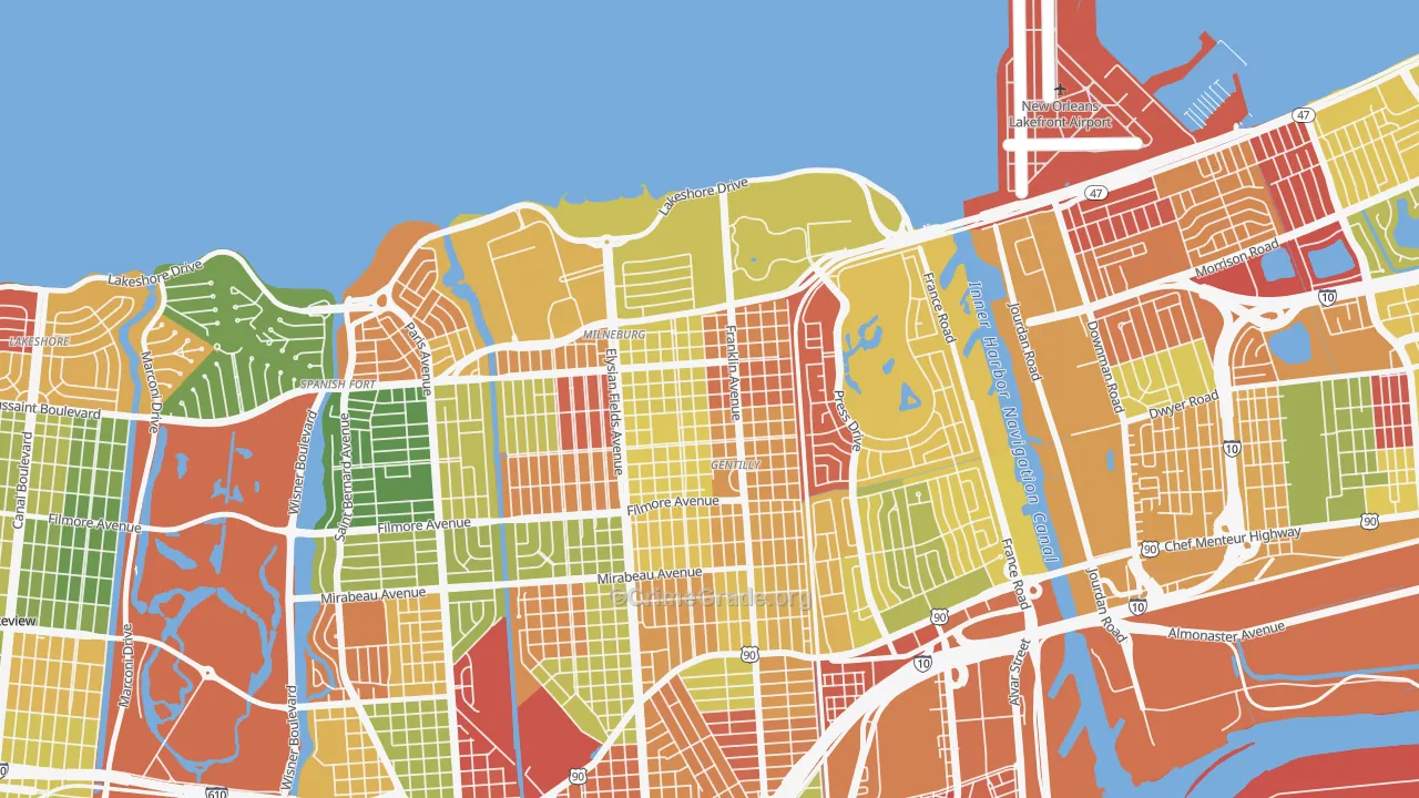 Milneburg, New Orleans, LA Map of Arson Rates