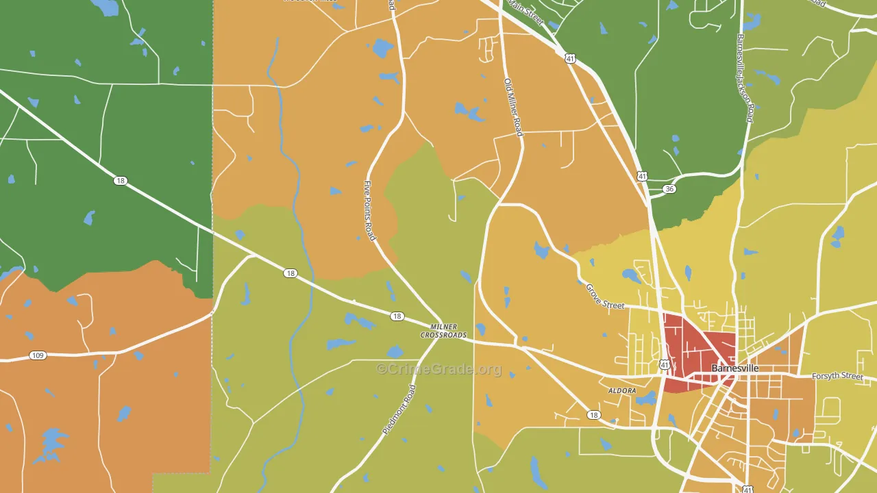 Milner Crossroads, GA Map of Arson Rates