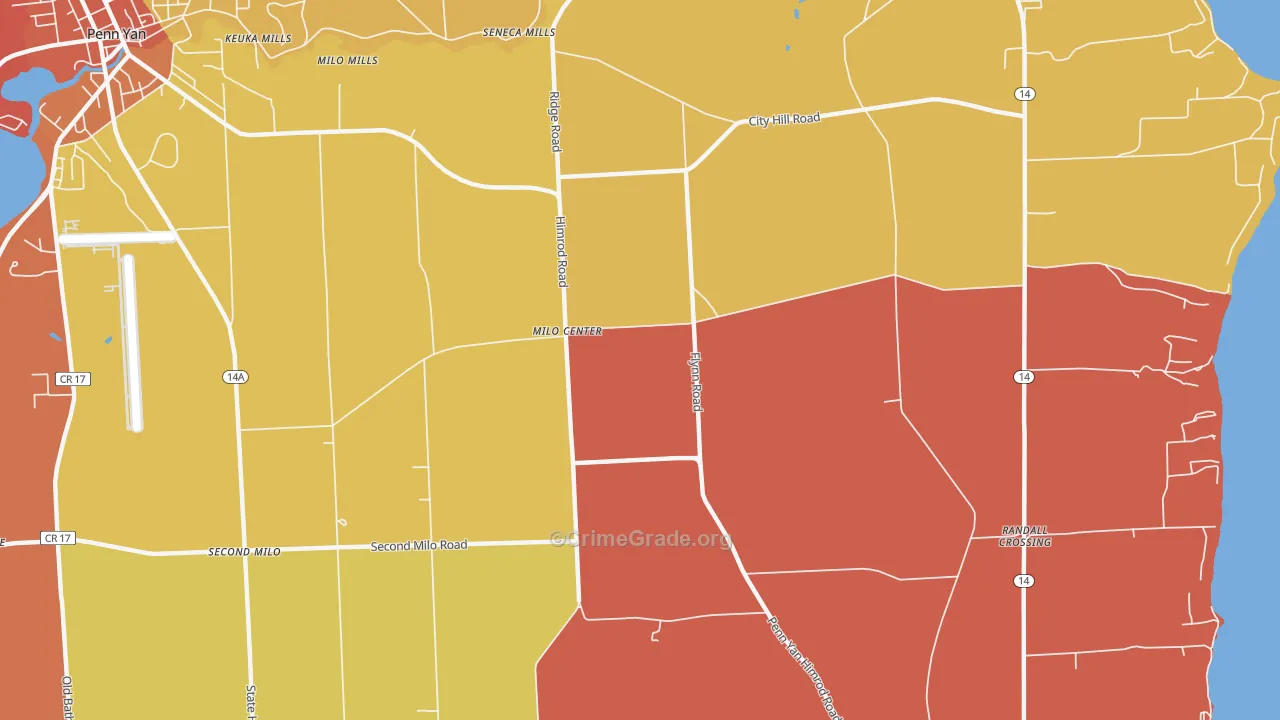 Milo Center, NY Map of Arson Rates