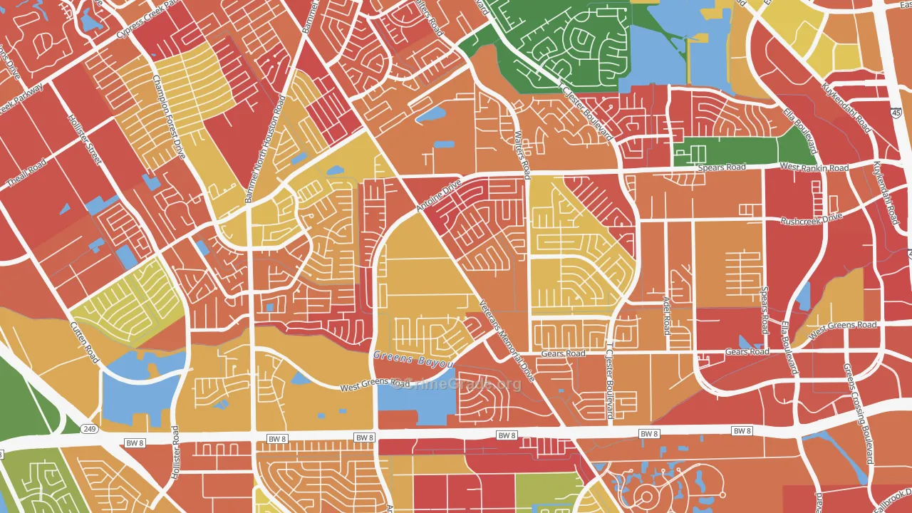 Milroy Farms, Houston, TX Map of Arson Rates