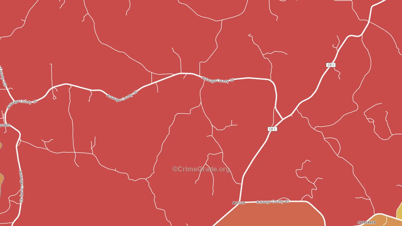 Milton, AL Map of Arson Rates