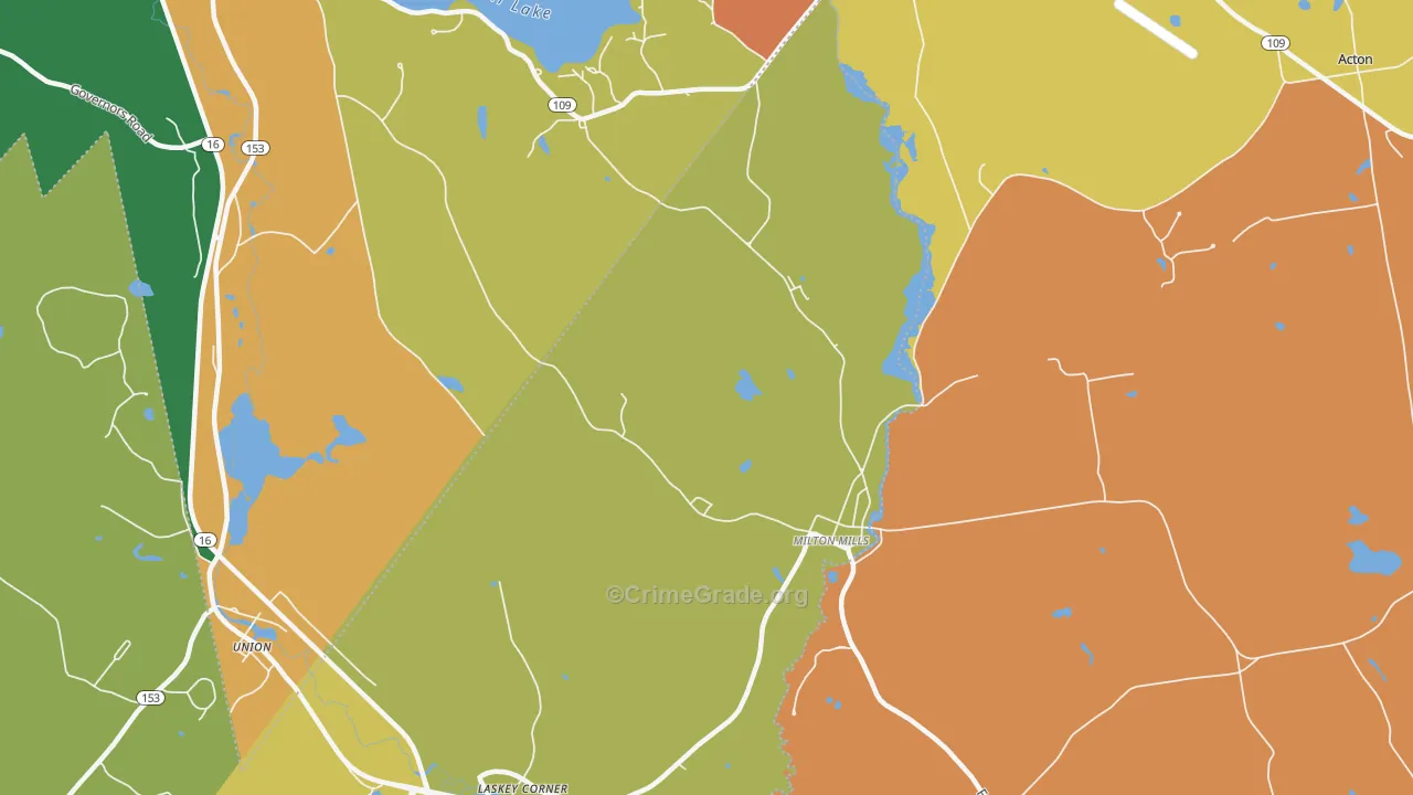 Milton Mills, NH Map of Arson Rates