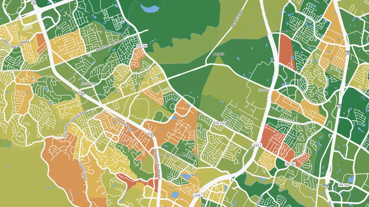 Milwood, Austin, TX Map of Arson Rates