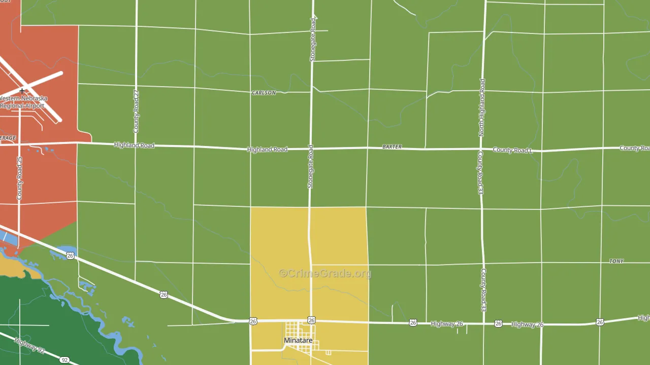 Minatare, NE Map of Arson Rates