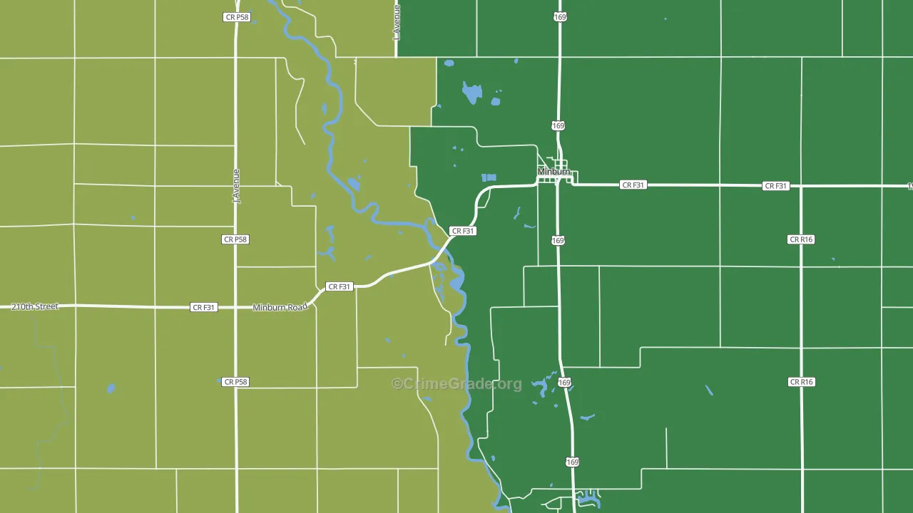 Minburn, IA Map of Arson Rates