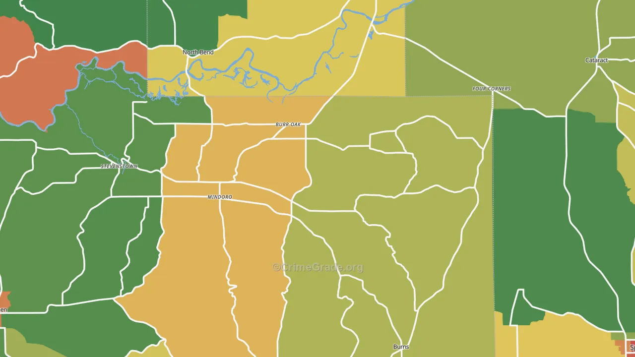 Mindoro, WI Map of Arson Rates