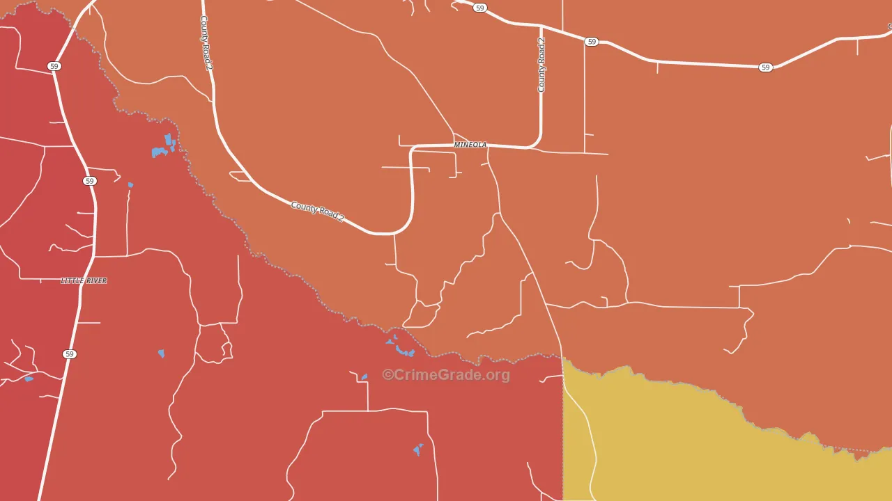 Mineola, AL Map of Arson Rates