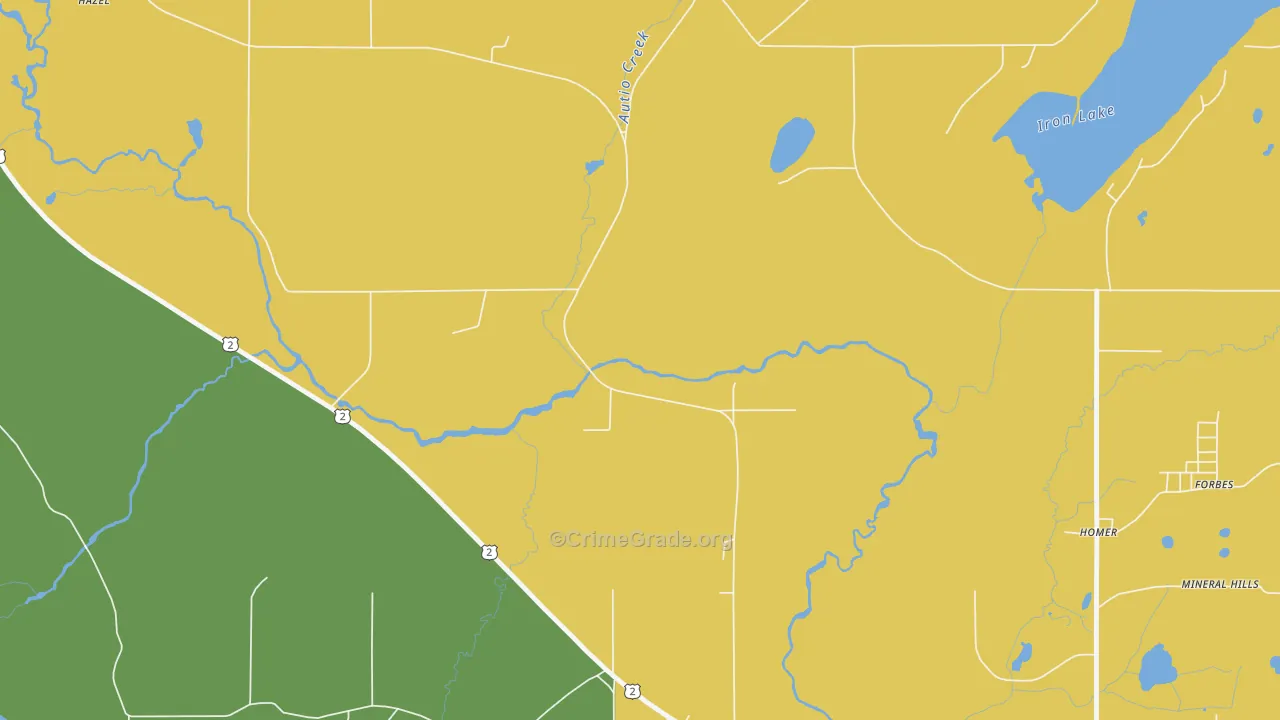 Mineral Hills, MI Map of Arson Rates