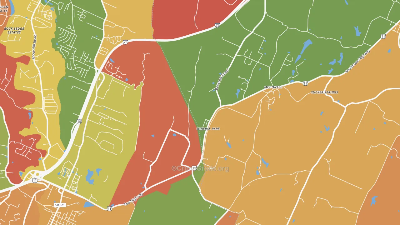 Mineral Park, TN Map of Arson Rates