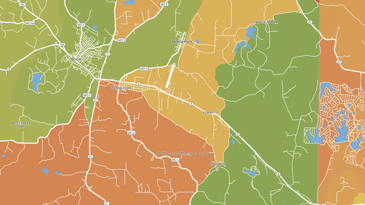 Mineral Point, MO Map of Arson Rates