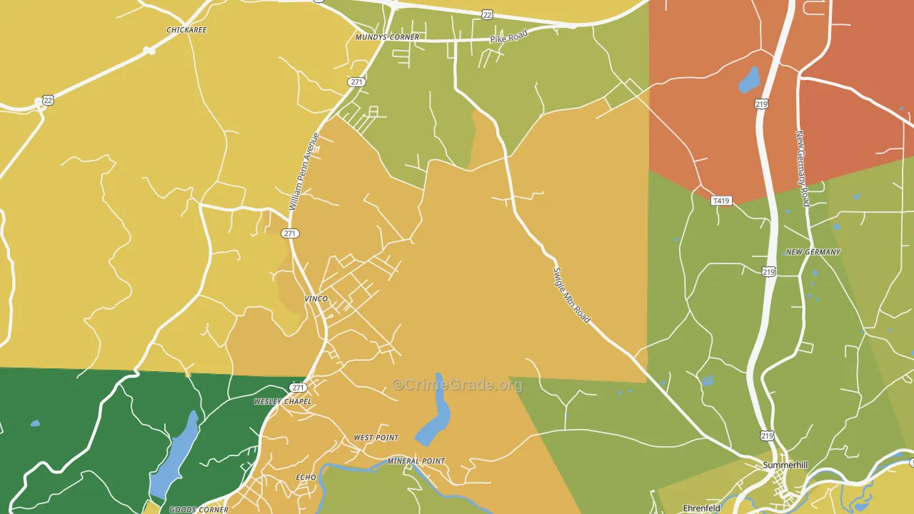 Mineral Point, PA Map of Arson Rates