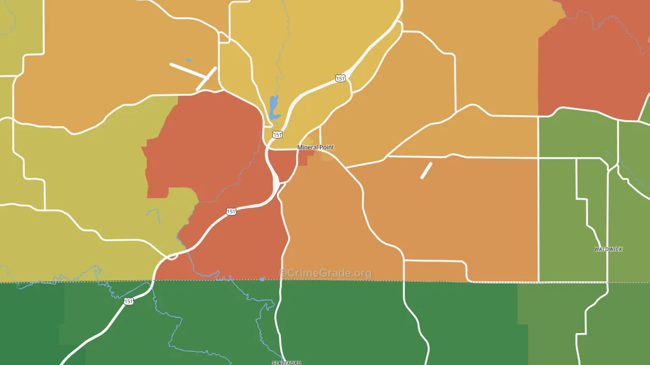 Mineral Point, WI Map of Arson Rates