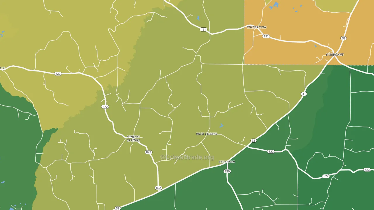 Mineral Springs, LA Map of Arson Rates