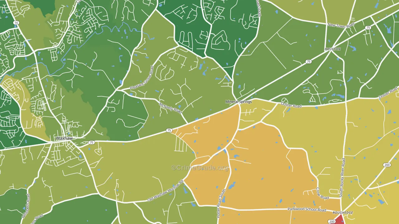Mineral Springs, NC Map of Arson Rates