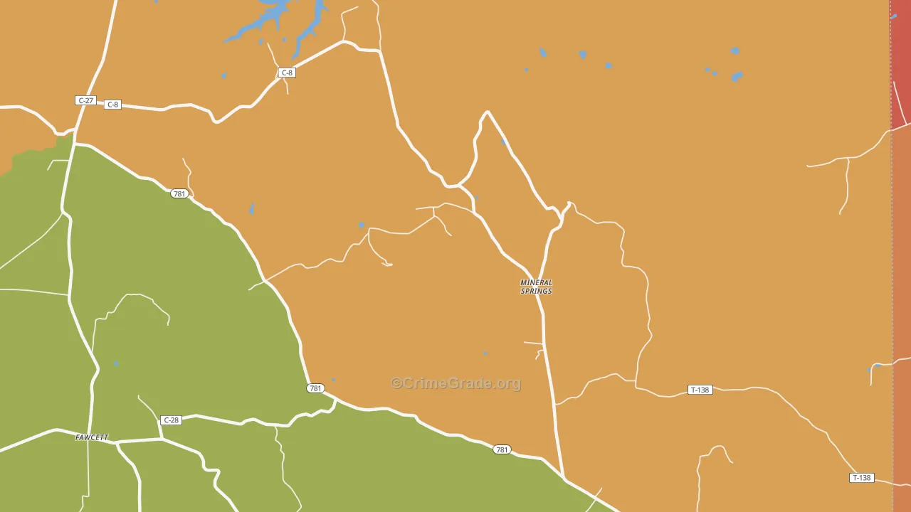 Mineral Springs, OH Map of Arson Rates