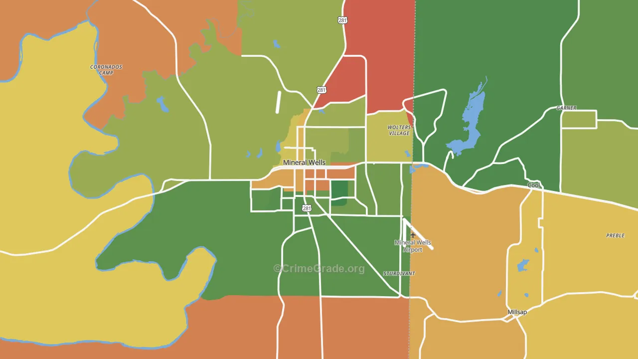 Mineral Wells, TX Map of Arson Rates