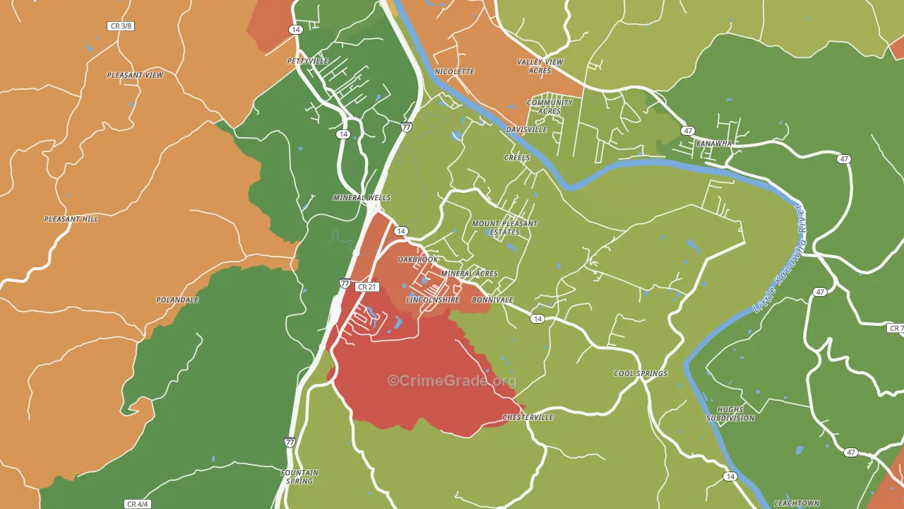 Mineralwells, WV Map of Arson Rates