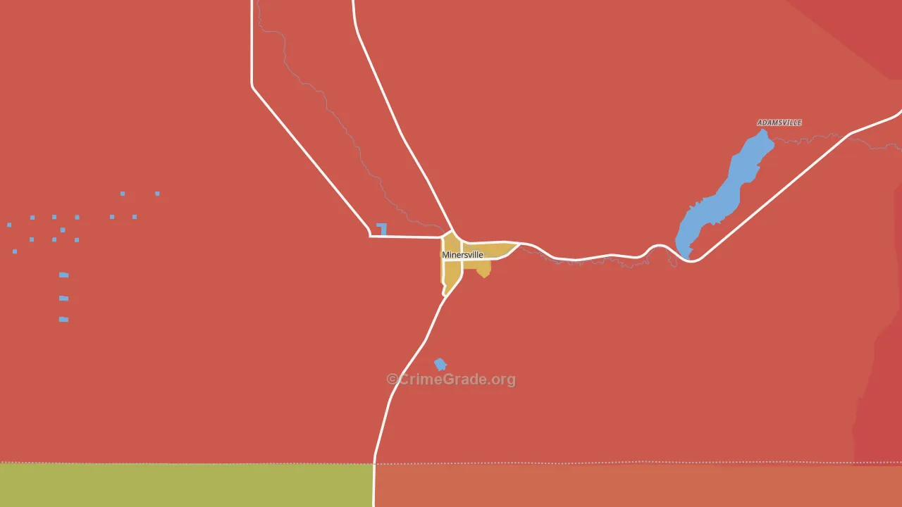 Minersville, UT Map of Arson Rates
