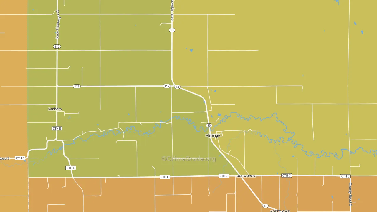 Minersville, WI Map of Arson Rates