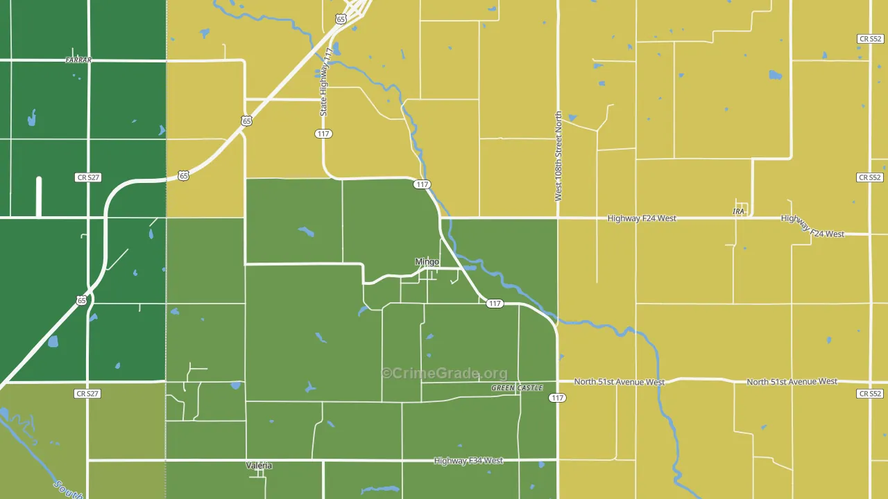Mingo, IA Map of Arson Rates