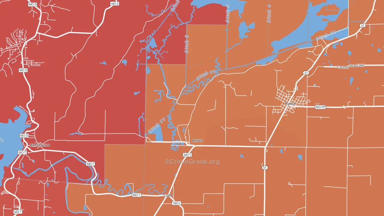 Mingo, MO Map of Arson Rates