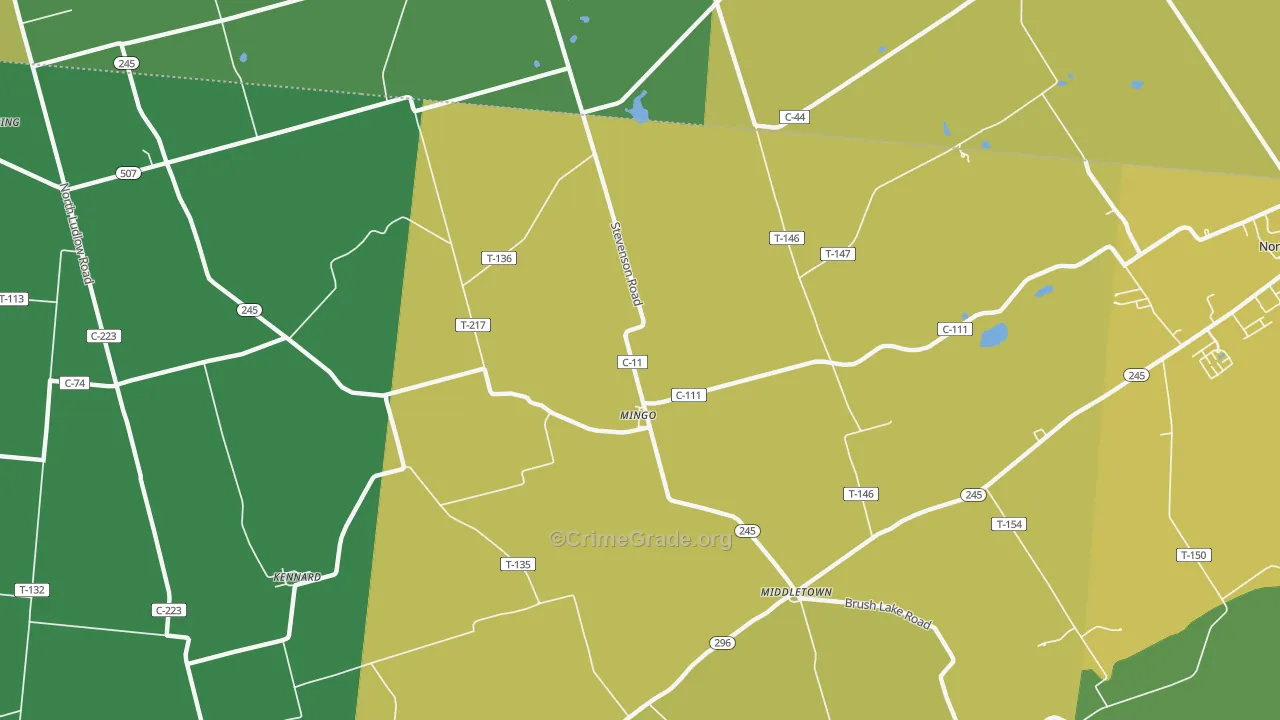Mingo, OH Map of Arson Rates