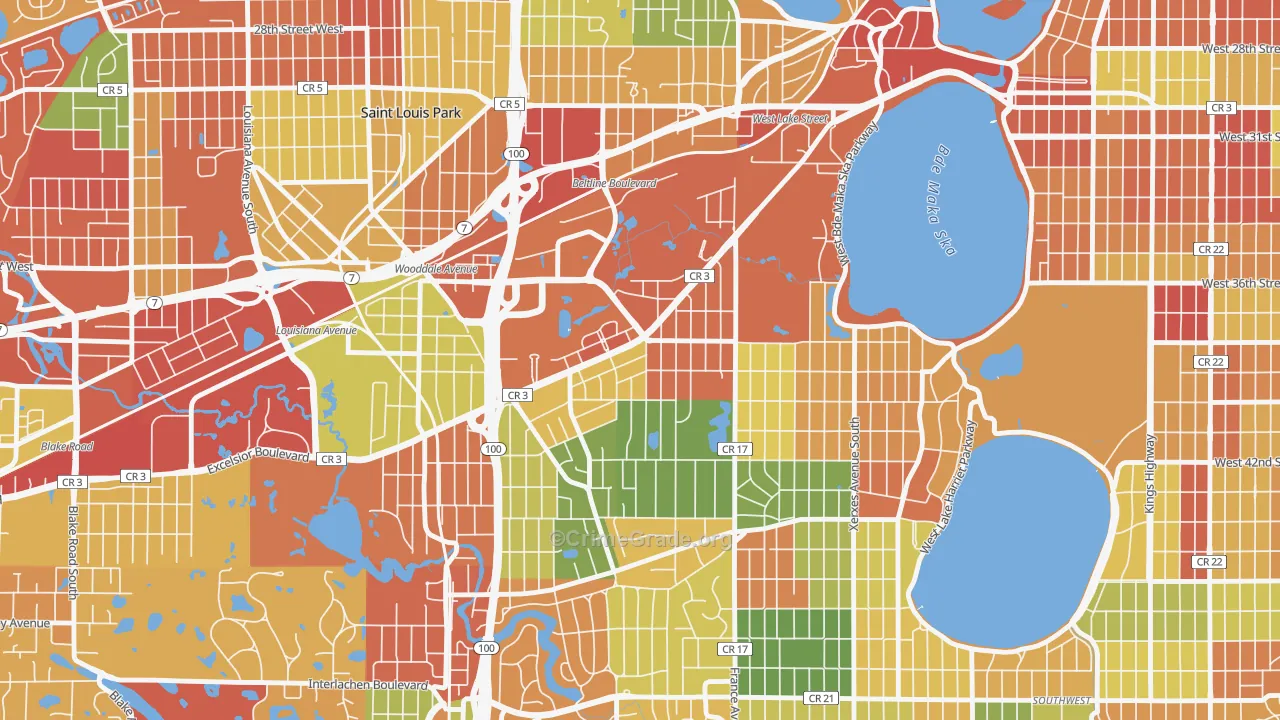 Minikahda Vista, St. Louis Park, MN Map of Arson Rates