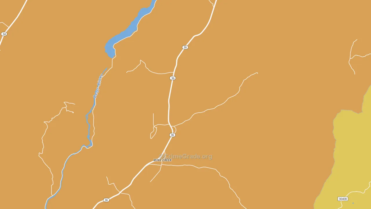 Mink Creek, ID Map of Arson Rates