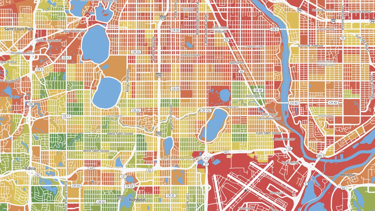 Minnehaha, Minneapolis, MN Map of Arson Rates
