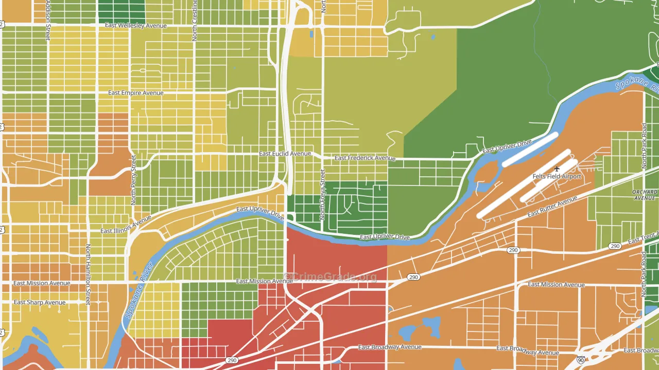 Minnehaha, Spokane, WA Map of Arson Rates