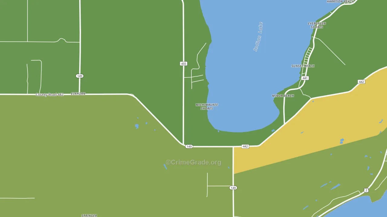 Minor Beach, MI Map of Arson Rates