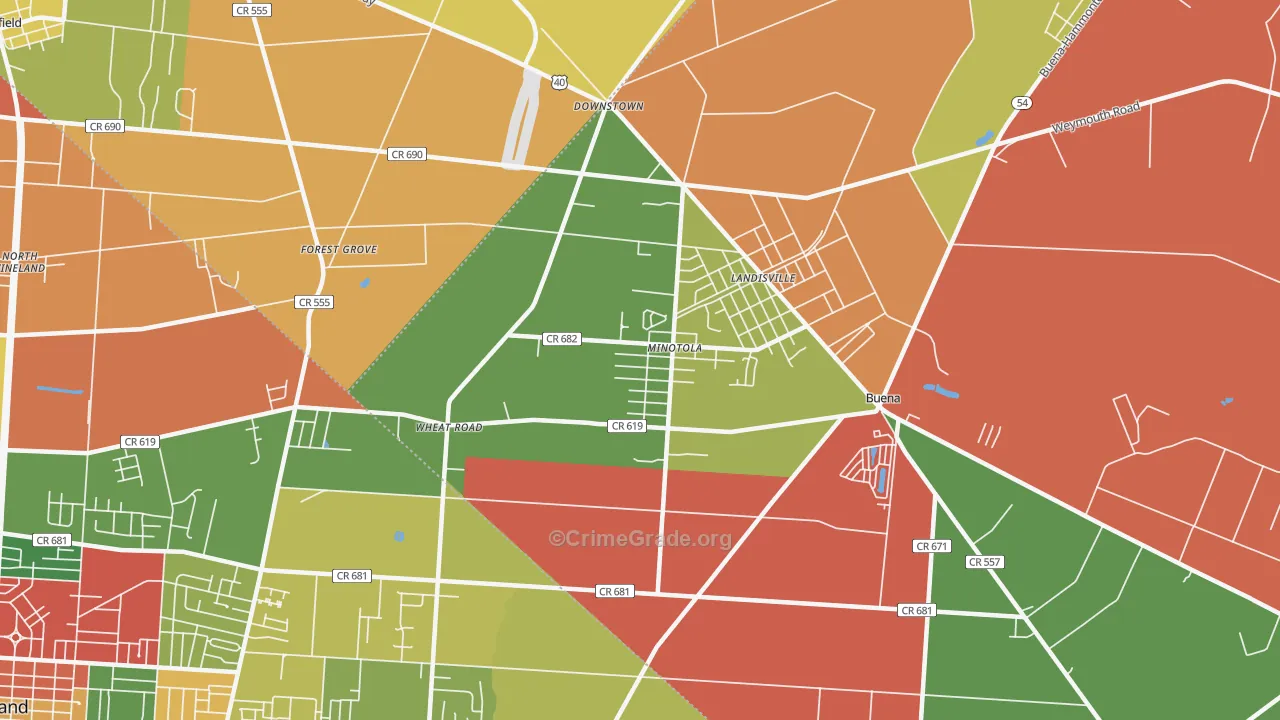 Minotola, NJ Map of Arson Rates