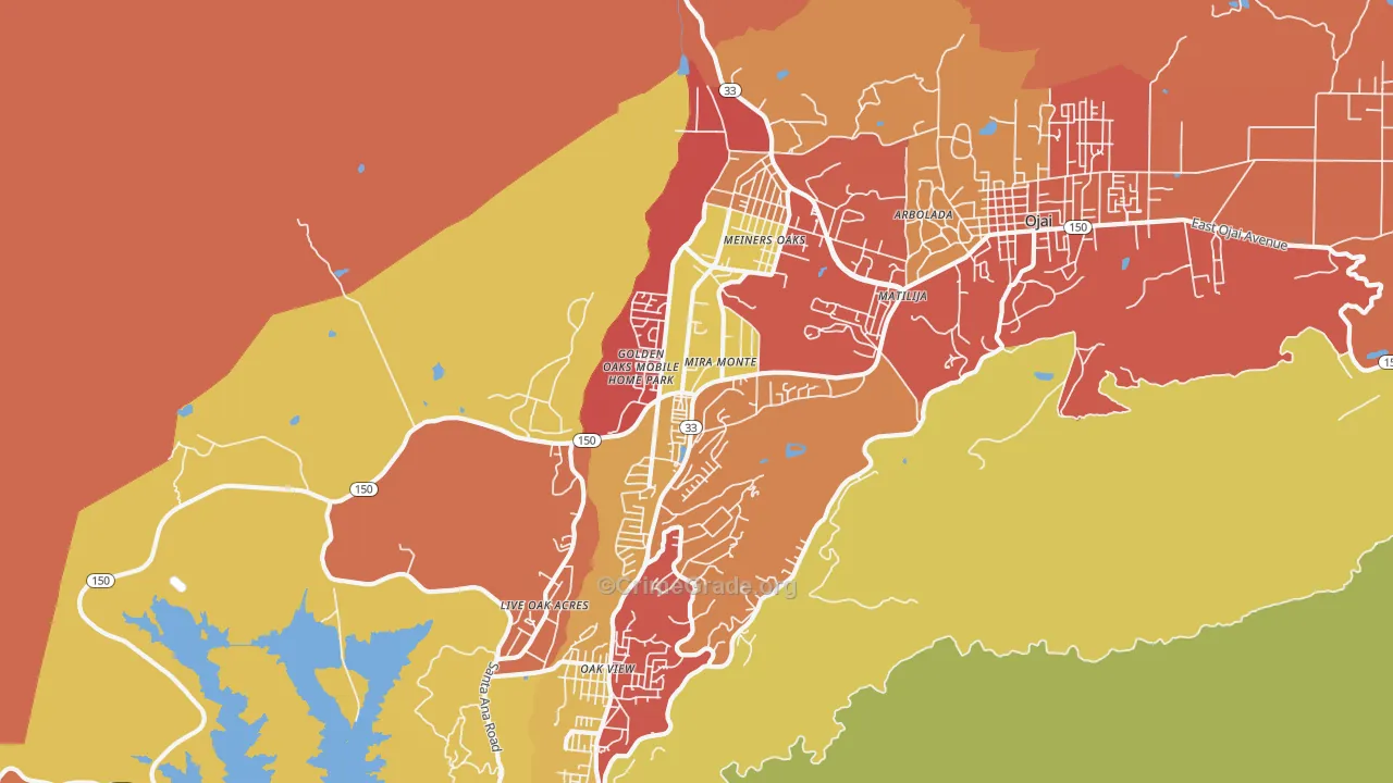 Mira Monte, CA Map of Arson Rates