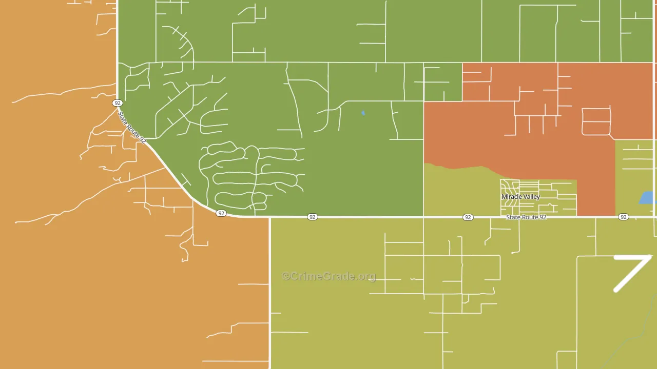 Miracle Valley, AZ Map of Arson Rates