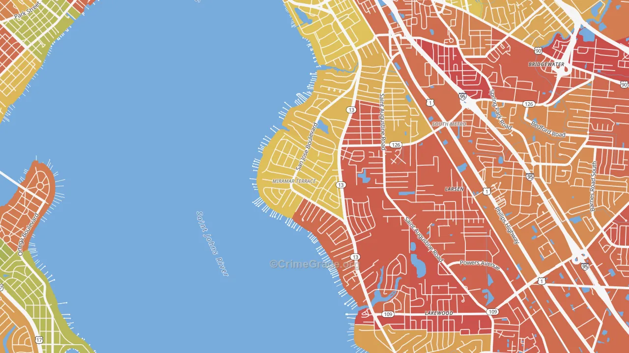 Miramar, Jacksonville, FL Map of Arson Rates