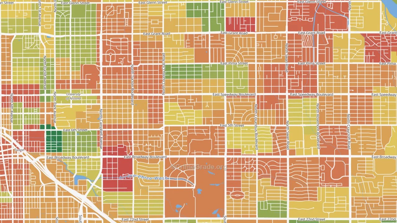 Miramonte, Tucson, AZ Map of Arson Rates