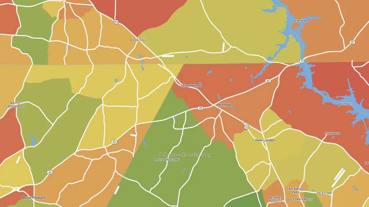 Misenheimer, NC Map of Arson Rates